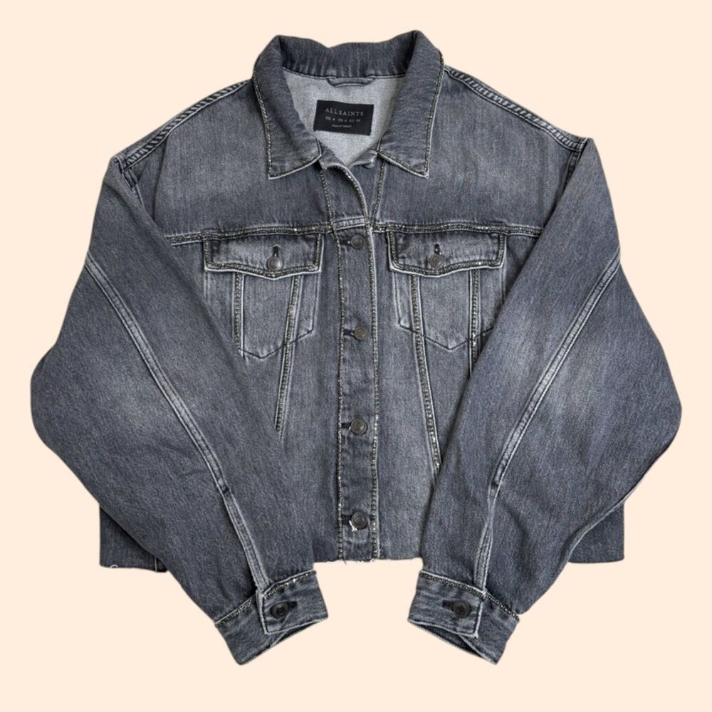All Saints Piper Diamante Embellished Denim Jacket